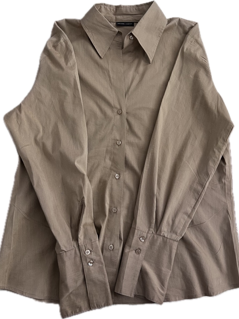 New York & Company Taupe Button-Down Shirt